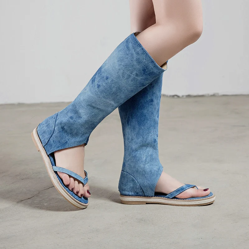 Olivia Denim Gladiator Sandals - Image 6