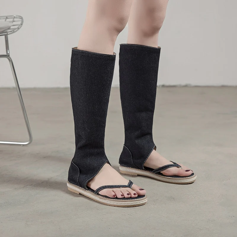Olivia Denim Gladiator Sandals - Image 7