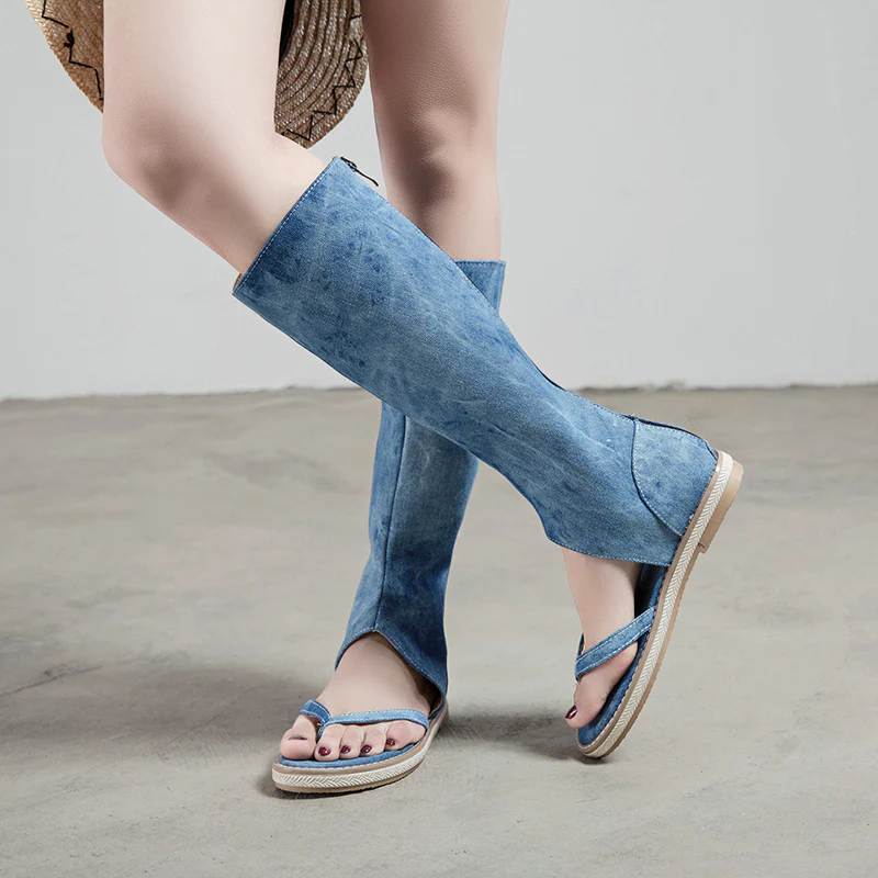 Olivia Denim Gladiator Sandals - Image 8