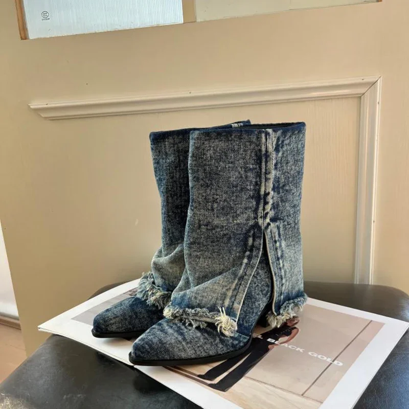 Outlaw Denim Cowboy Boots - Image 2