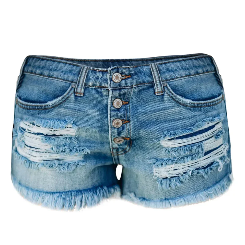 Retro Ripped Denim Shorts - Image 2