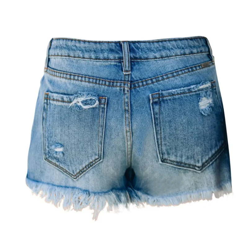 Retro Ripped Denim Shorts - Image 3