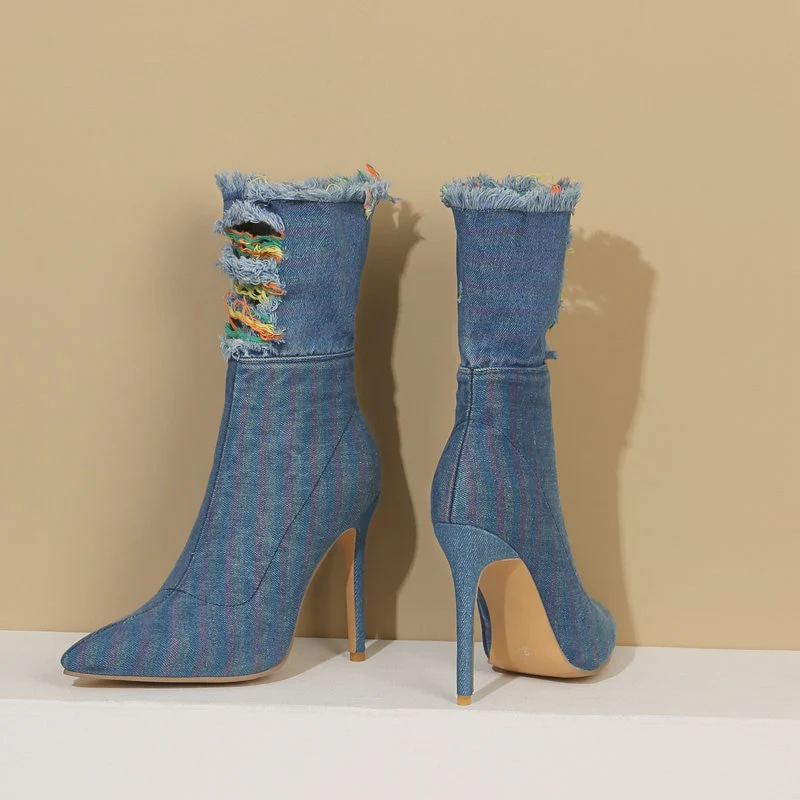 Rizzie Denim High Heels - Image 5
