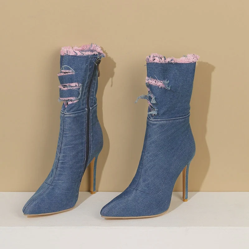 Rizzie Denim High Heels - Image 6