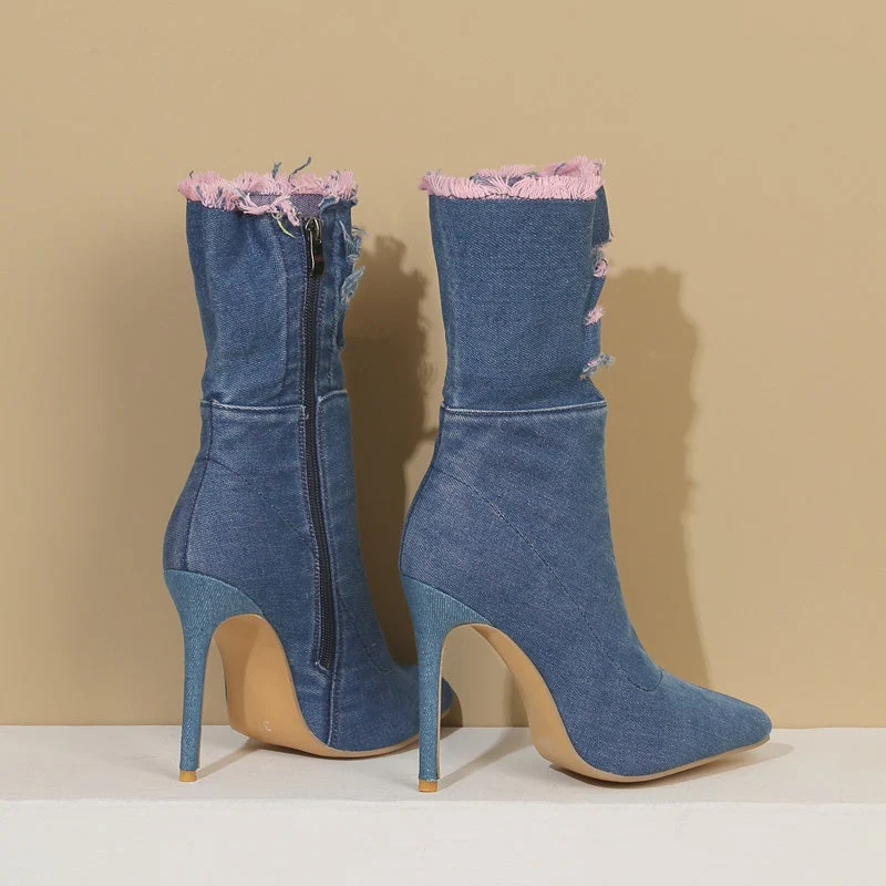 Rizzie Denim High Heels - Image 7