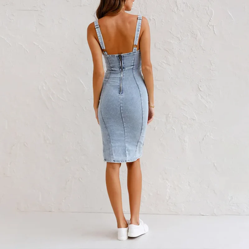 Roma Denim Sexy Dress - Image 4