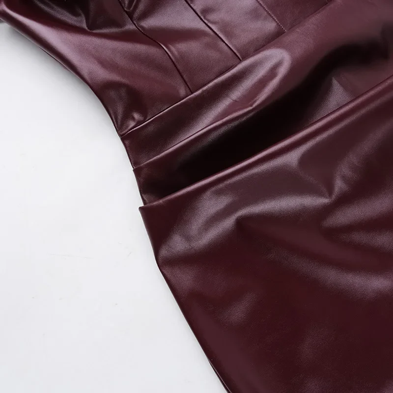 Rosy Sexy Leather Dress - Image 6