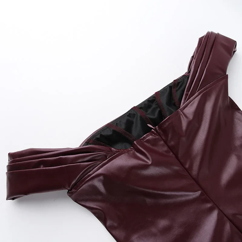 Rosy Sexy Leather Dress - Image 7