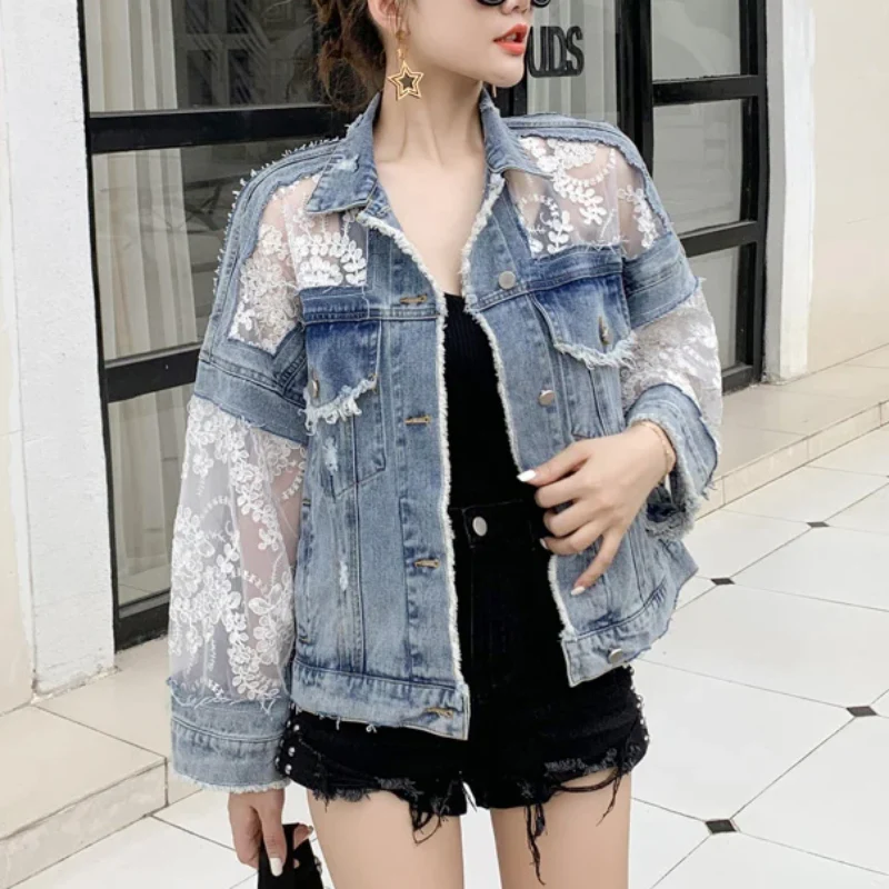 Spring Fling Lace Denim Coat - Image 2