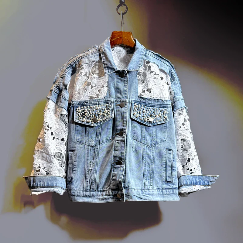 Spring Fling Lace Denim Coat - Image 4