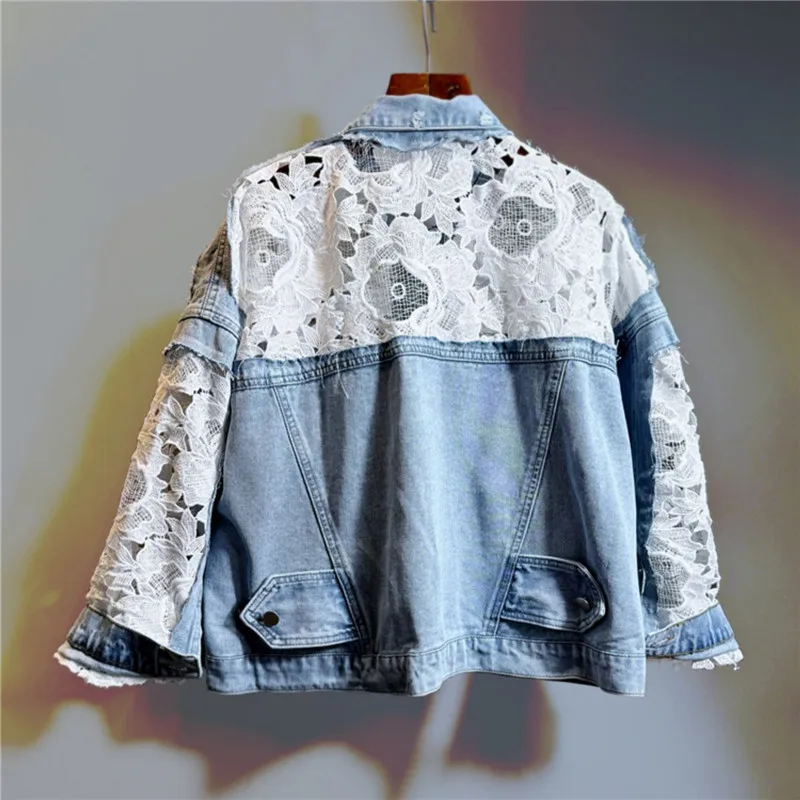 Spring Fling Lace Denim Coat - Image 7