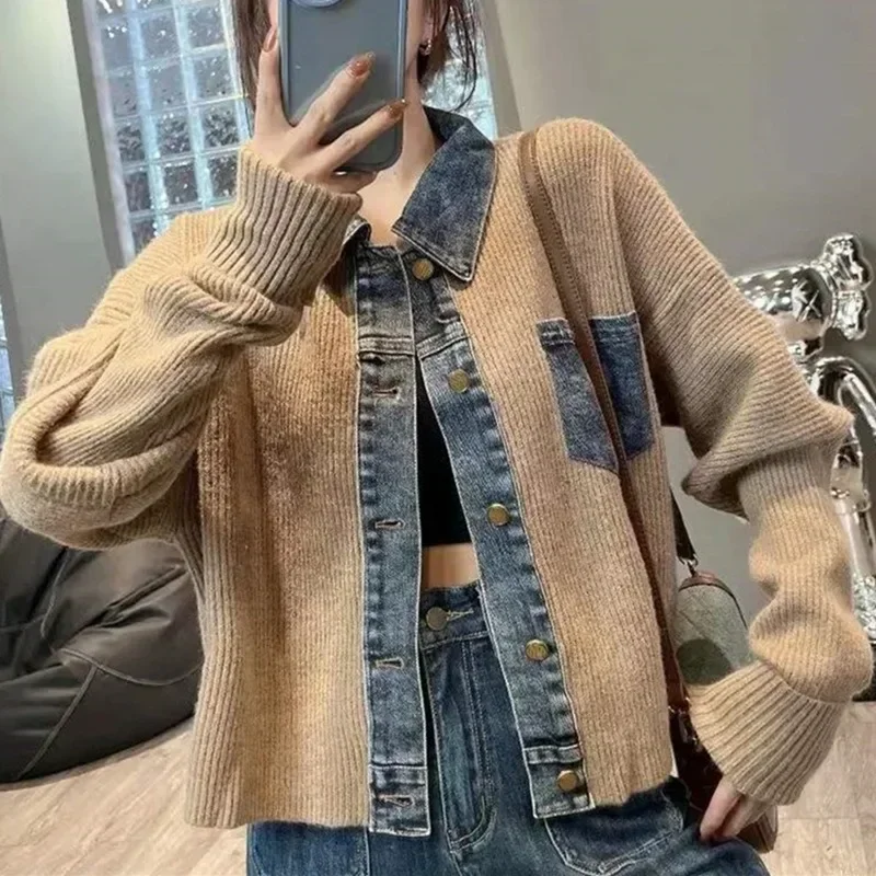 Textured Knit Denim Jacket - Image 2