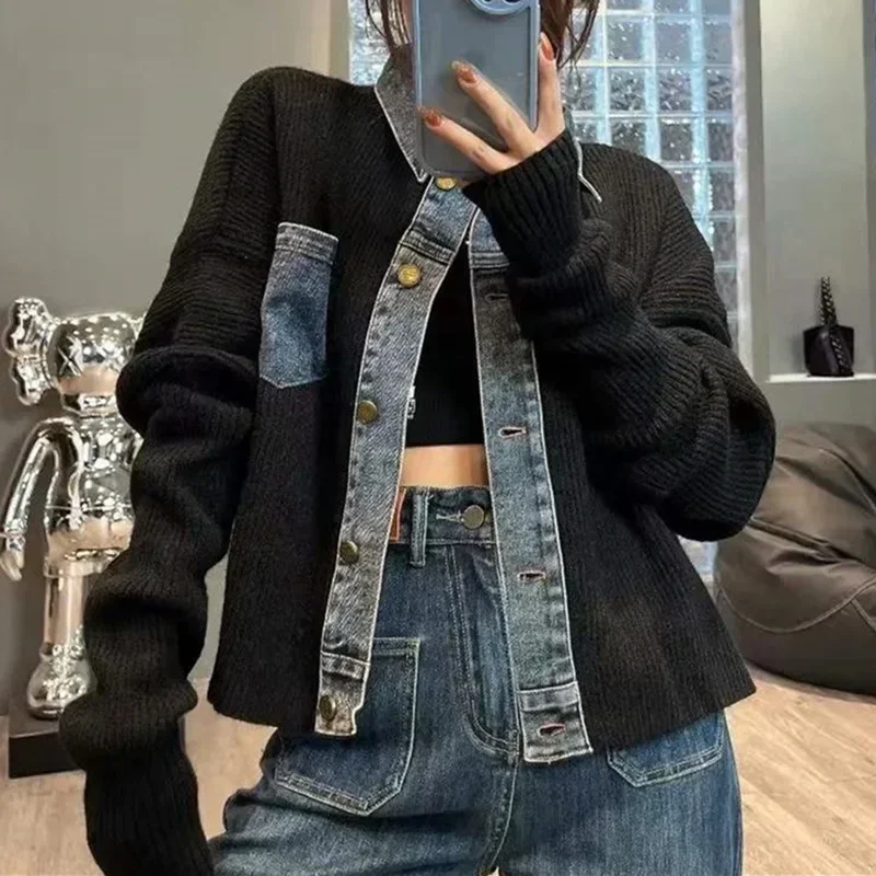 Textured Knit Denim Jacket - Image 3