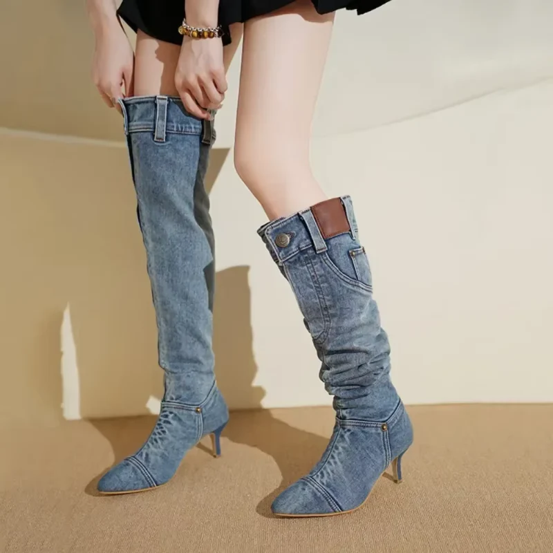 Timeless Twill Thigh High Boots - Image 2