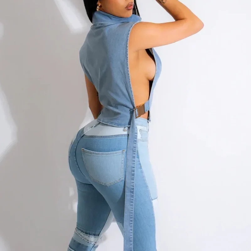 TrendyTurtle Lace-Up Denim Vest - Image 2