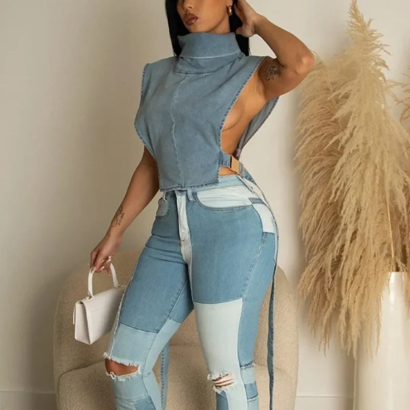 TrendyTurtle Lace-Up Denim Vest - Image 3