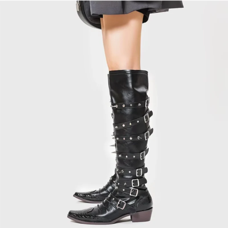 Vanguard Buckle Knee High Boots - Image 2