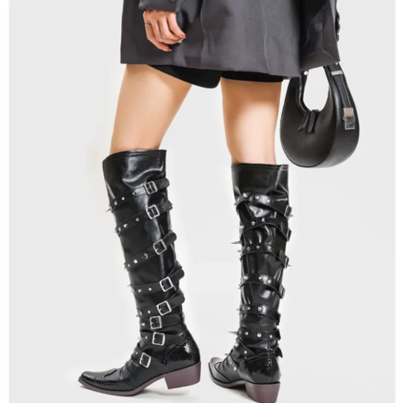 Vanguard Buckle Knee High Boots - Image 3