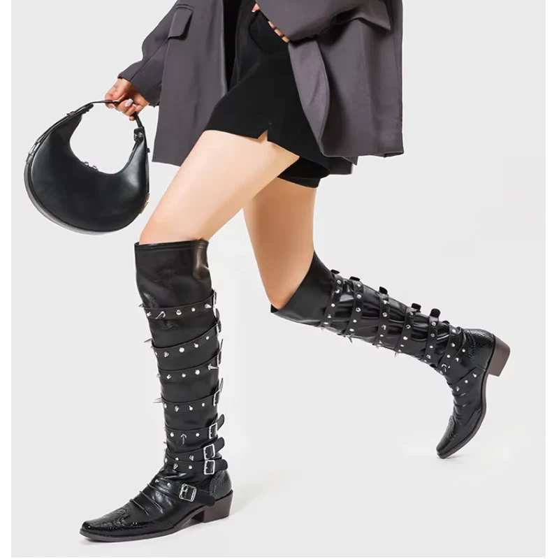 Vanguard Buckle Knee High Boots - Image 4