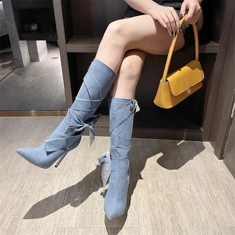 Zaria Denim High Boots - Image 2